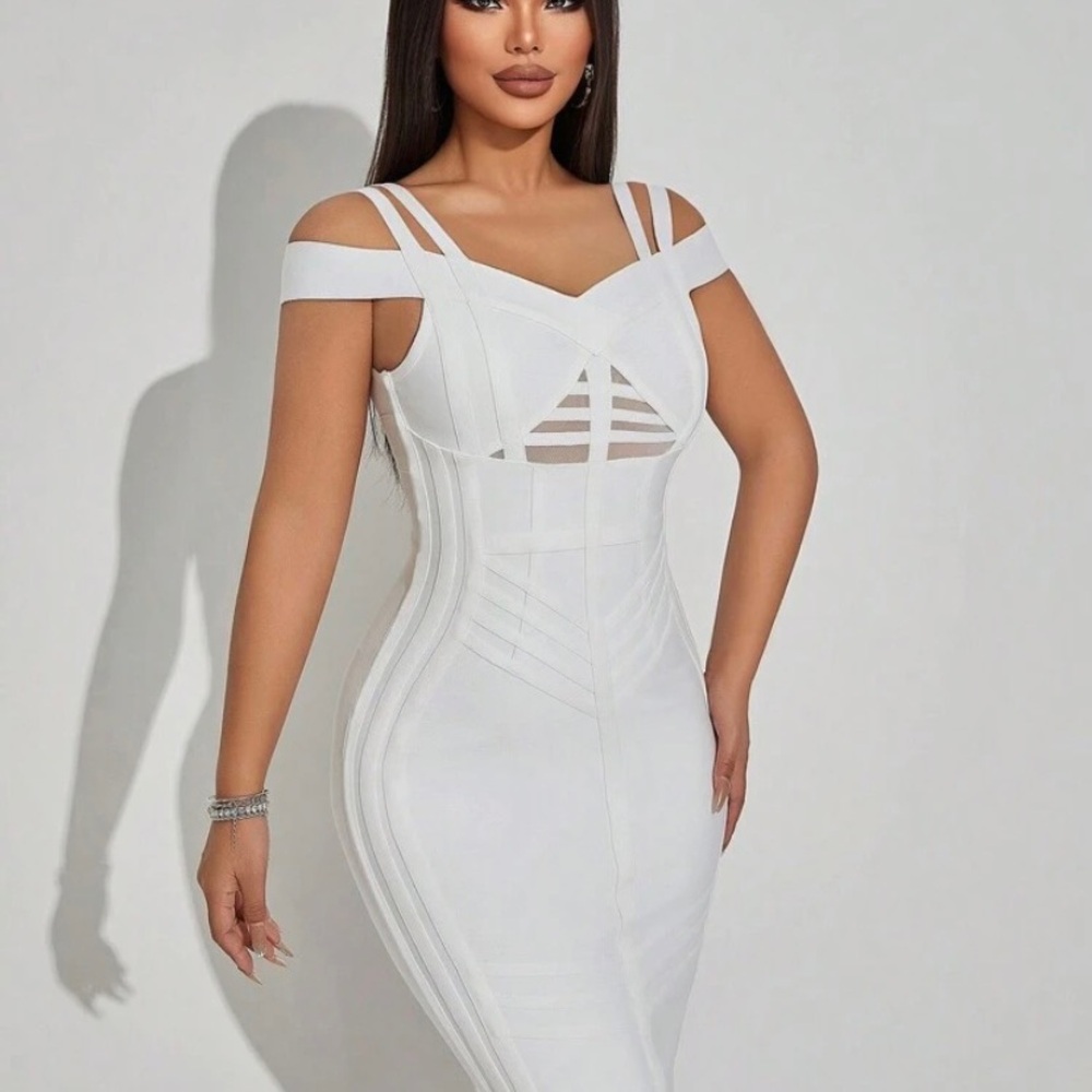 Elegant White Bandage Dress